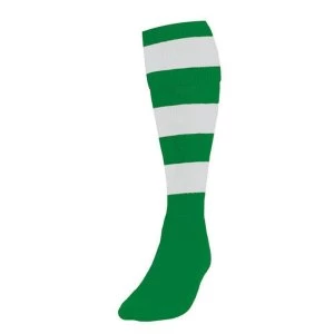 Image of Precision Hooped Football Socks Boys Emerald/White