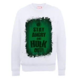 Image of Marvel Avengers Assemble Hulk Stay Angry Sweatshirt - White - L