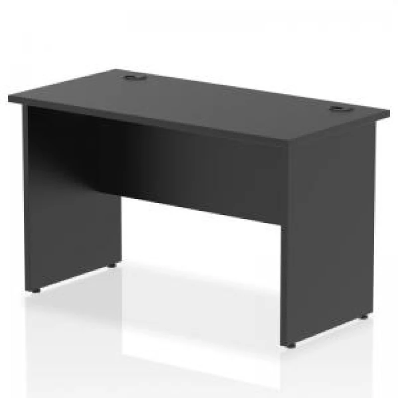 Image of Impulse 1200 x 600mm Straight Office Desk Black Top Panel End Leg DYNI004970