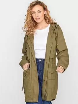 Image of Long Tall Sally Washed Twill Parka - Green, Size 18, Women