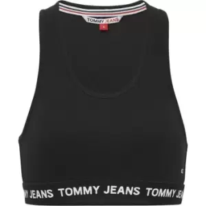 Image of Tommy Jeans Logo Crop Top - Black
