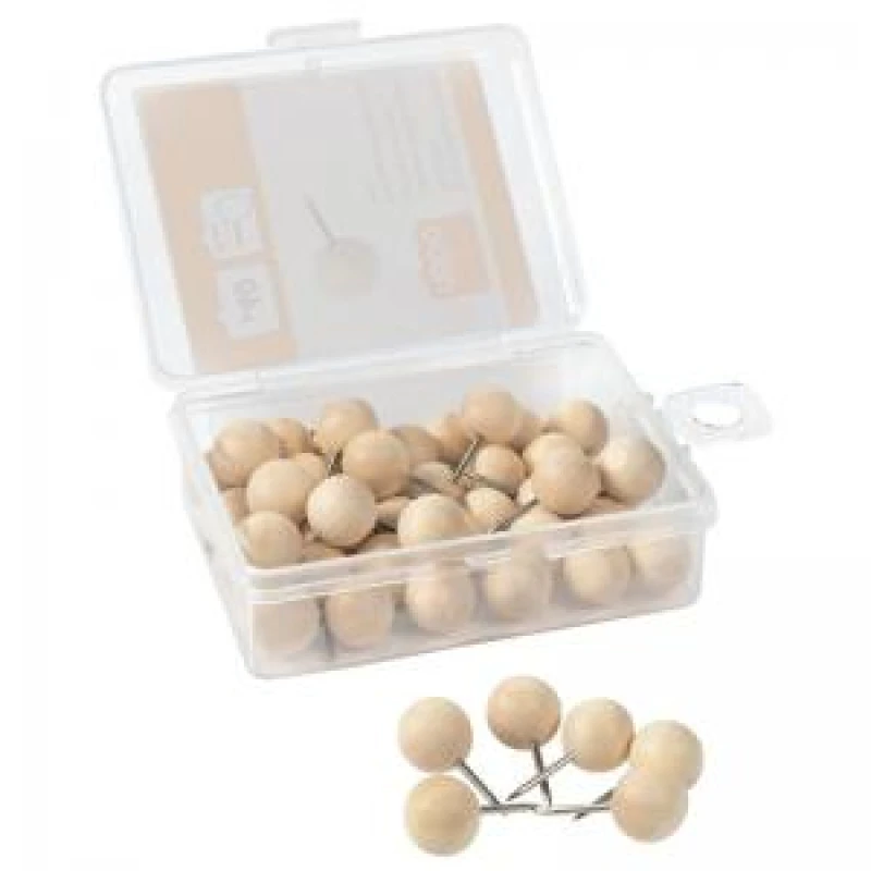 Image of Nobo Nobo Noticeboard Wooden Push Pin (Pack of 40) 1915709 1915709