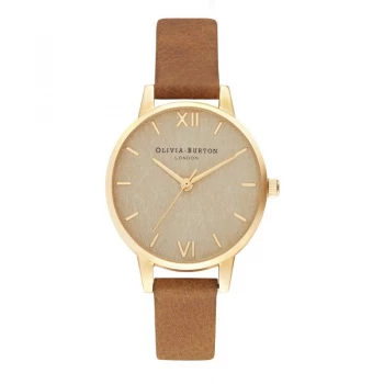 Image of Ladies Olivia Burton Woven Dial Tan & Gold Watch