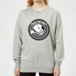 Image of Looney Tunes That's All Folks Porky Pig Womens Sweatshirt - Grey - L