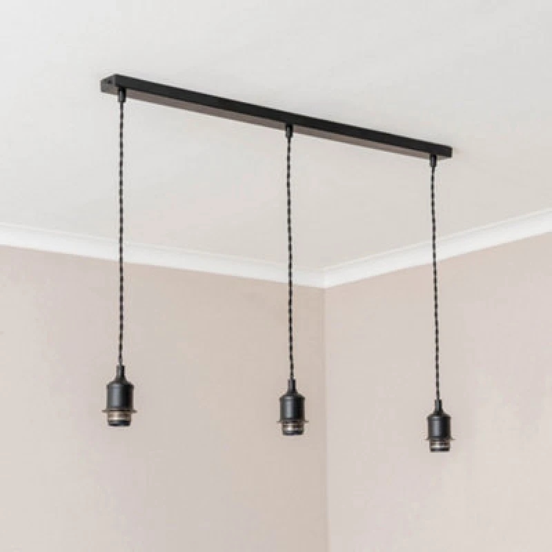 Image of ValueLights ValueLights Shaw Diner Bar 3 Drop Chrome Gold Black Adjustable Ceiling Light Black One Size Unisex 5016529272731