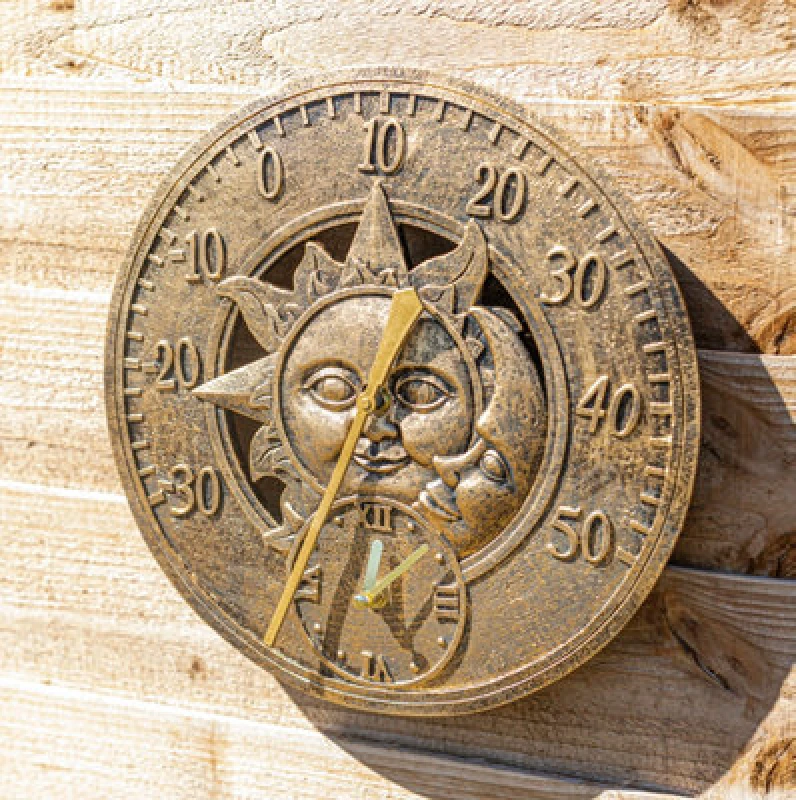 Image of Marco Pau Sun Moon Outdoor Clock And Thermometer