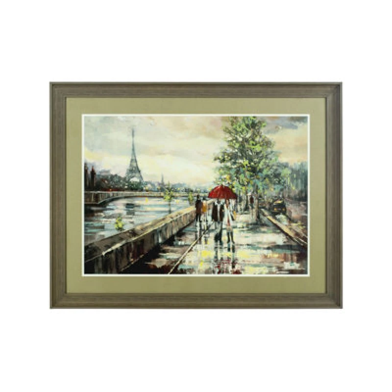 Image of Premier Housewares Framed Paris Wall Art 90x70cm Home Wall Decor Brown