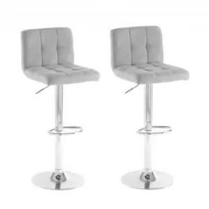 Image of Neo Dark Grey Fabric Bar Stools With Polished Chrome Legs Set Of Two