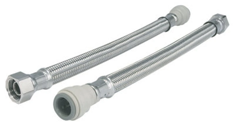 Image of John Guest Braided Hose 1000mm - 15mm X 3/4 Silver