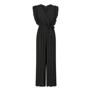 Image of Mela London Black Pleated Wrap Jumpsuit - Black