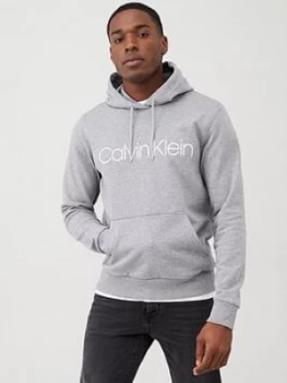 Image of Calvin Klein Cotton Logo Hoodie - Mid-Grey Heather