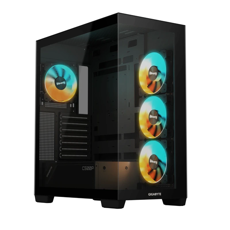Image of Gigabyte C500 Panoramic Stealth Ice Tempered Glass Case - Black