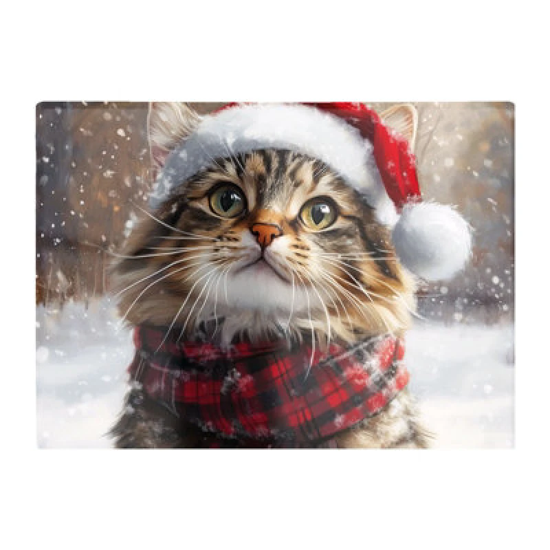 Image of Warren Reed Designer Christmas Ragamuffin Glass Chopping Board