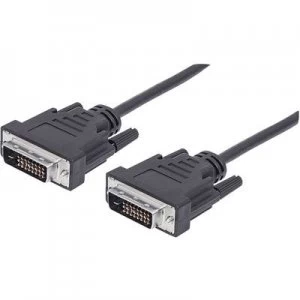 Image of Manhattan DVI Cable 1.80 m screwable Black [1x DVI plug 25-pin - 1x DVI plug 25-pin]