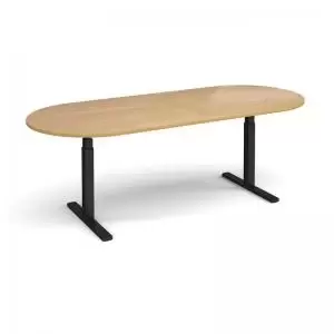 Image of Elev8 Touch radial end boardroom table 2400mm x 1000mm - Black frame