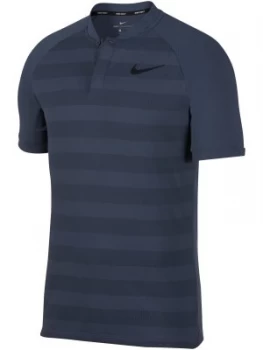 Image of Mens Nike Momentum Stripe Blade Polo Thunder