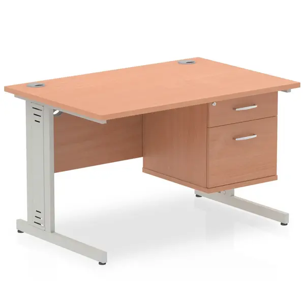 Image of Impulse 1200 Rectangle White Cable Managed Leg Desk Grey Oak 1 x 2 DYNI003441
