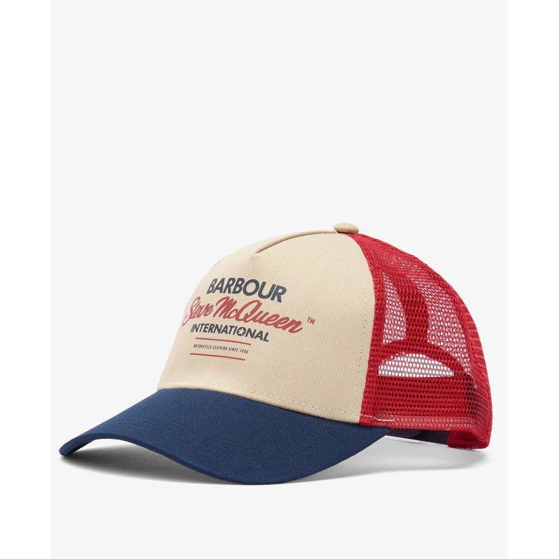 Image of Barbour International Steve McQueen Trucker Cap Navy/Red/Stone male One Size