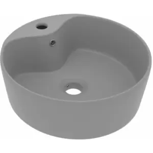 Image of Luxury Wash Basin with Overflow Matt Light Grey 36x13cm Ceramic Vidaxl Grey