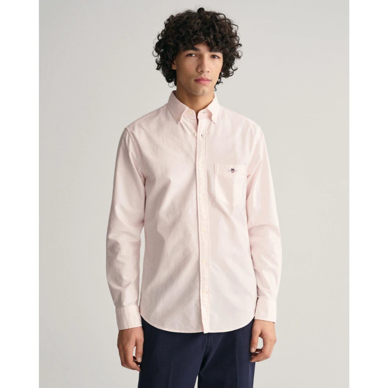 Image of Gant Regular Fit Banker Stripe Classic Oxford Shirt Pale Pink 662 male S