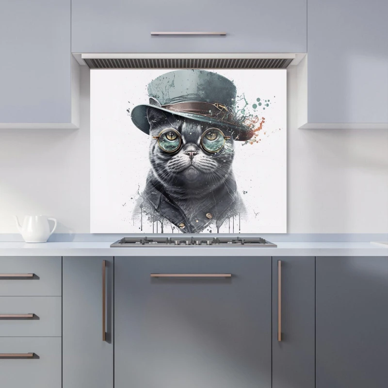 Image of Warren Reed - Designer British Shorthair Cat Splashart Kitchen Splashback Size: 600mm x 600mm Multicolor Unisex 600mm x 600mm