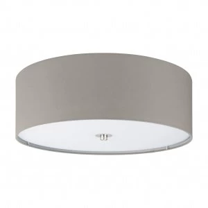 Image of EGLO ES/E27 Pasteri Taupe Fabric Ceiling Light 3x60W - 94919
