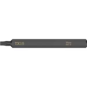 Image of Wera 867 S Torx Screwdriver Bit for Hand Impact Drivers T15 70mm Pack of 1