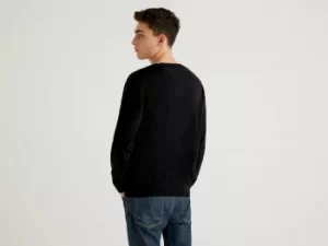 Image of Benetton, Crew Neck Sweater In Cotton Blend, taglia S, Black, Men