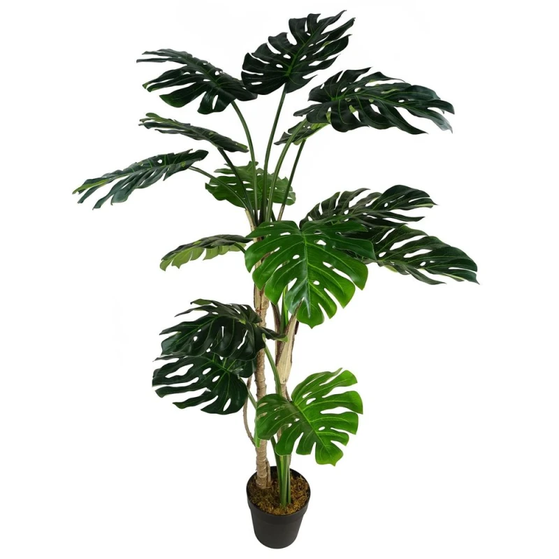 Image of Leaf Design 150cm (5ft) Artificial Luxury Monstera Plant Black Pot