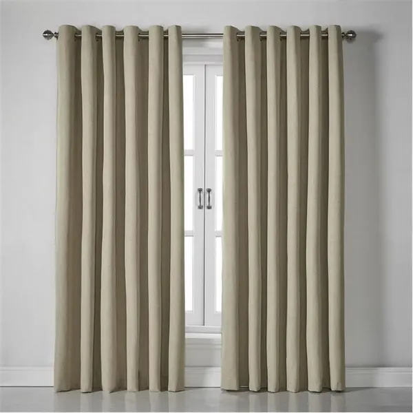 Image of Other Blackout Linen Look Ring Top Eyelet Curtains - Beige 229 x 137c