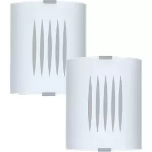 Image of 2 PACK Wall Flush Ceiling Light Colour Lines Shade Design Satin Glass E27 60W