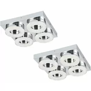 Image of Loops - 2 pack Wall Flush Ceiling Light Chrome Shade Chrome Clear Crystal LED 4x4W