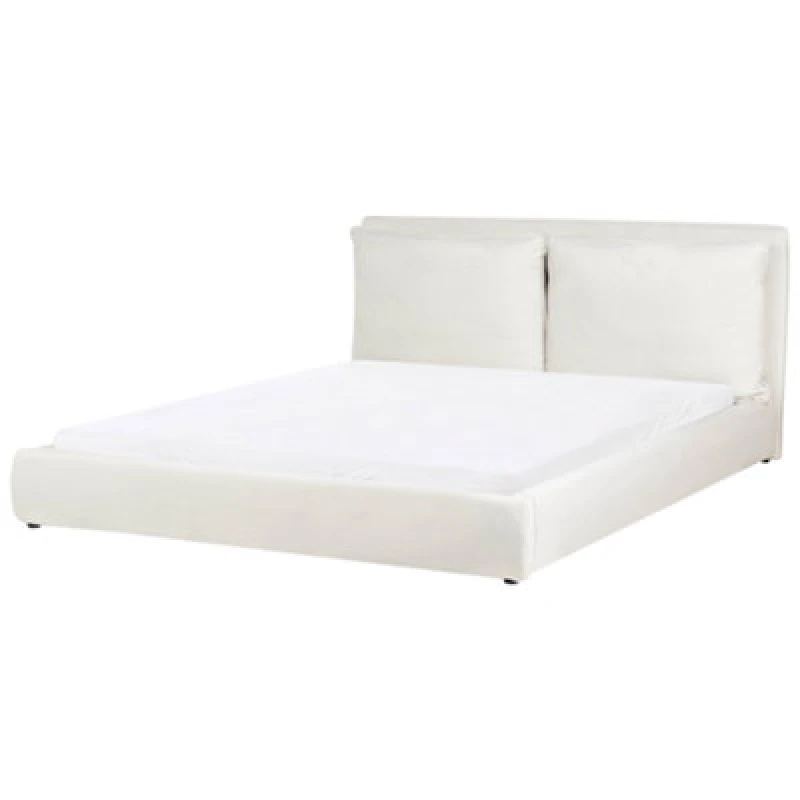Image of Beliani Bed Velvet Bajonna 180 X 200 Cm (Eu Super King) Off-White