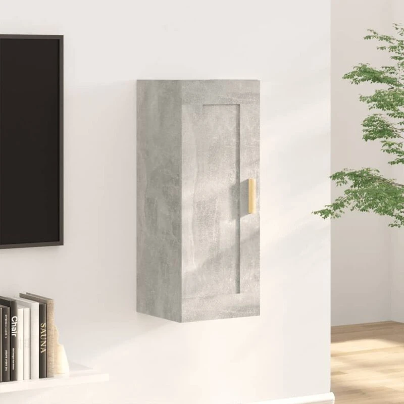 Image of Vidaxl Wall Cabinet Concrete Grey 35X34X90 Cm Engineered Wood, Grey 812469