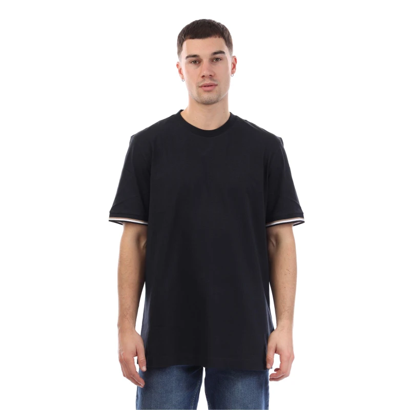 Image of Boss Thompson Signature Stripe Cuffs T-Shirt Dark Blue male 2XL