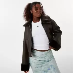 Image of Jack Wills Reversible PU & Faux Fur Jacket - Green