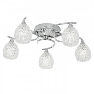 Image of 5 Light Semi Flush Multi Arm Ceiling Light Chrome, G9