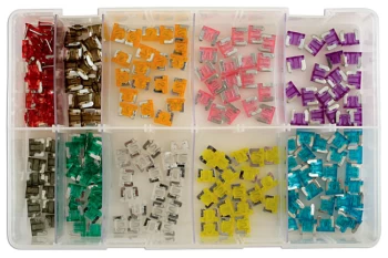 Image of Assorted Low Profile Mini Blade Fuses Box Qty 100 Connect 31858