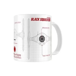 Image of Star Wars Ep7 Black Squadron Blueprint White-black Ceramic Mug