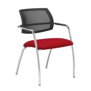 Image of Tuba chrome 4 leg frame conference chair with half mesh back - Panama