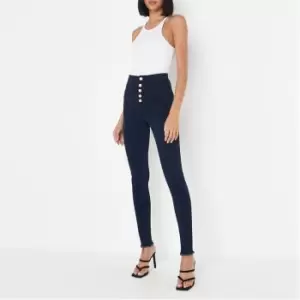 Image of Missguided Button Up Skinny Jean - Blue