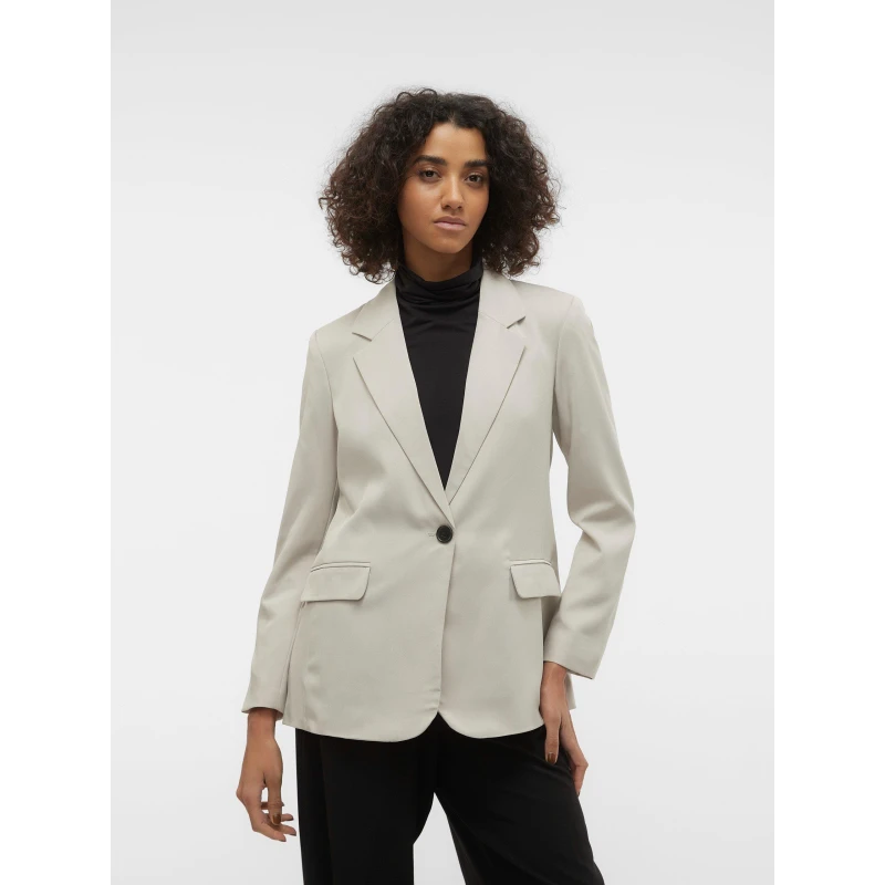 Image of Vero Moda Relaxed Fit Long Sleeve Blazer - Cream Cream 8