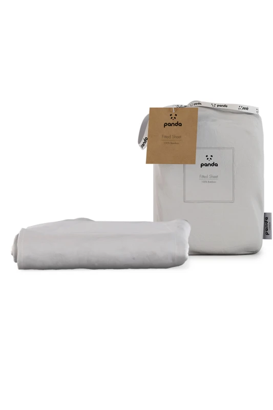 Image of Panda London 100% Bamboo Bedding Fitted Sheet in White Size: Double White Unisex Double
