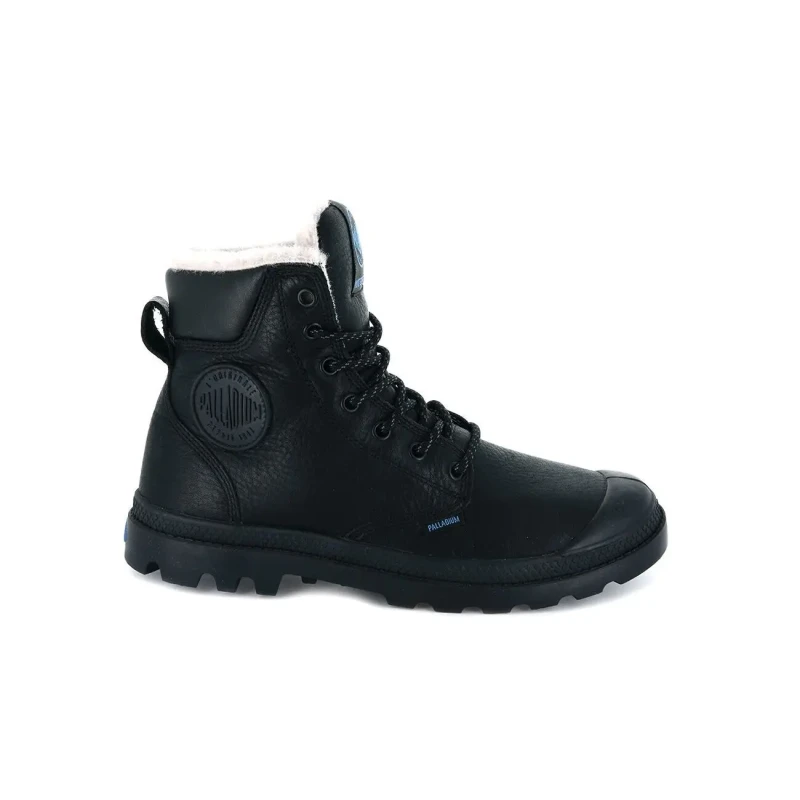 Image of Palladium Pampa Sport Cuff Waterproof Ankle Boots in Leather with Faux Fur Lining Black Men 44 (9.5);43 (9);41 (7)