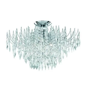 Image of 4 Light Ceiling Semi Flush Light Chrome with Crystals, G9