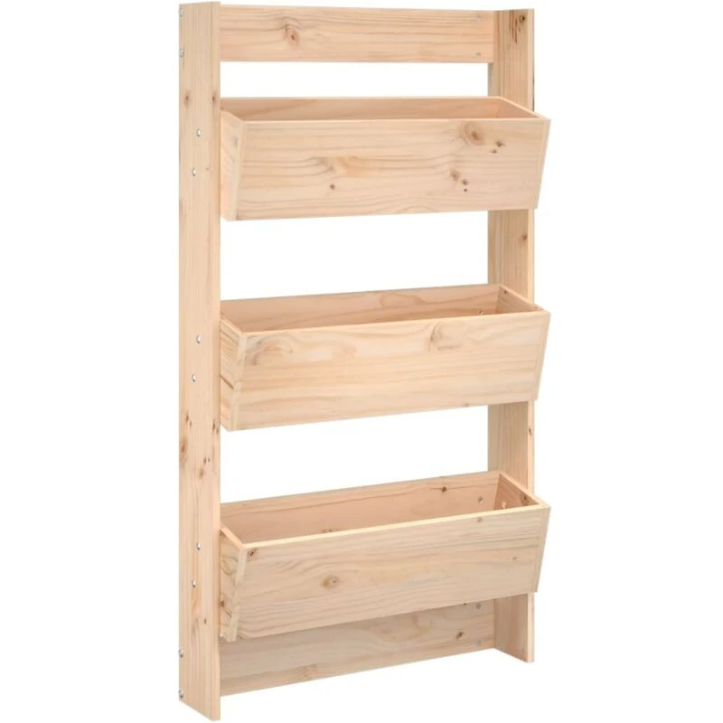 Image of vidaXL Wall Planter 3-Tier 60x18.5x110cm Solid Wood Pine, Brown 825114