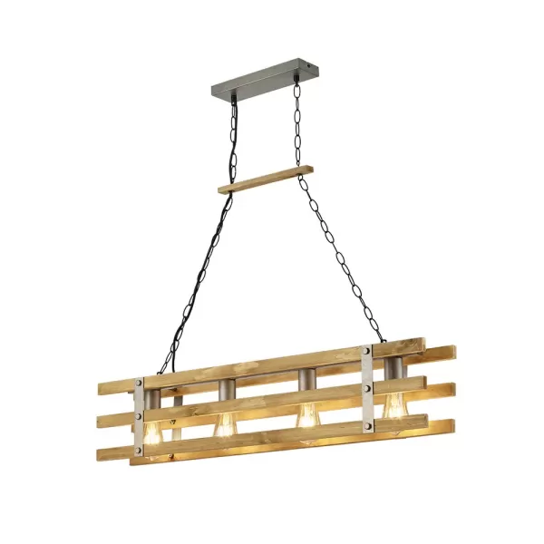 Image of Khan Vintage 4 Light Bar Pendant Ceiling Light Nickel antique