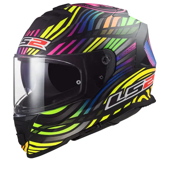 Image of LS2 FF800 STORM II POWER MATT Black Rainbow-06 Full Face Helmet Size XL