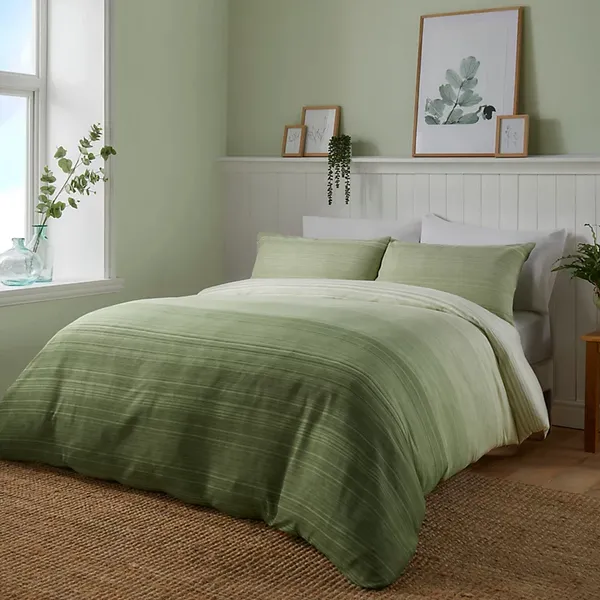 Image of Fairhaven Duvet Cover & Pillowcase Set Green