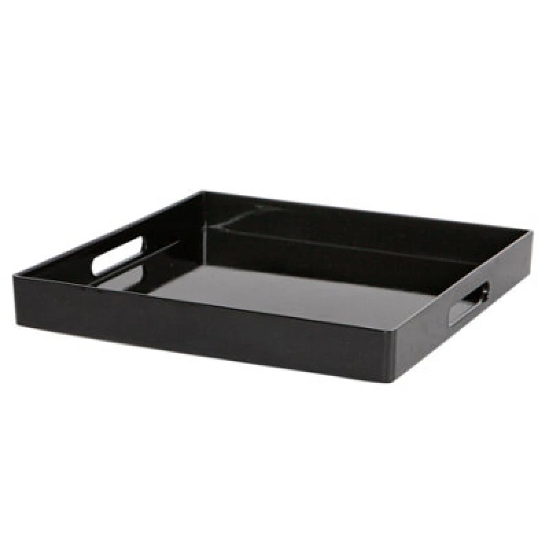 Image of Argon Tableware Serving Tray - 33Cm - Black Square Tray Metallic Decorative Breakfast Tray Melamine Food Tray